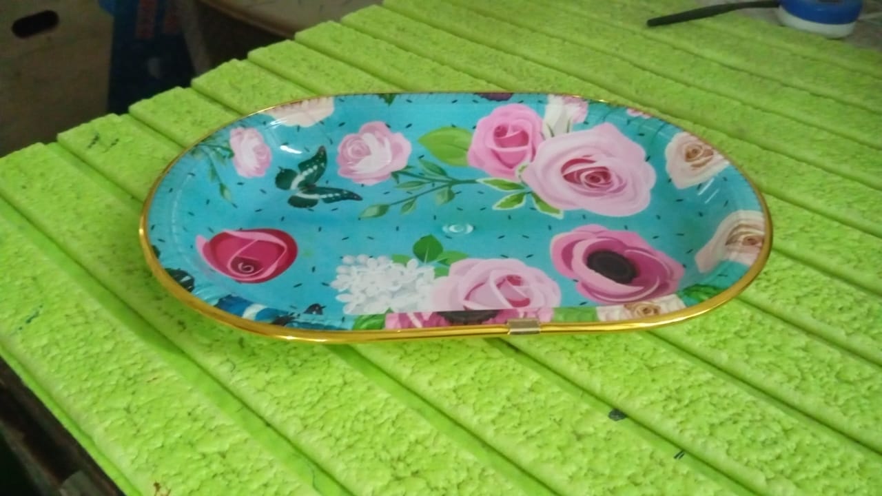 Medium Plastic Flower Printed Design Serving Tray (1 Pc / 31 x 21 CM / Mix Color) Medium Plastic Flower Printed Design Serving Tray (1 Pc / 31 x 21 CM / Mix Color)